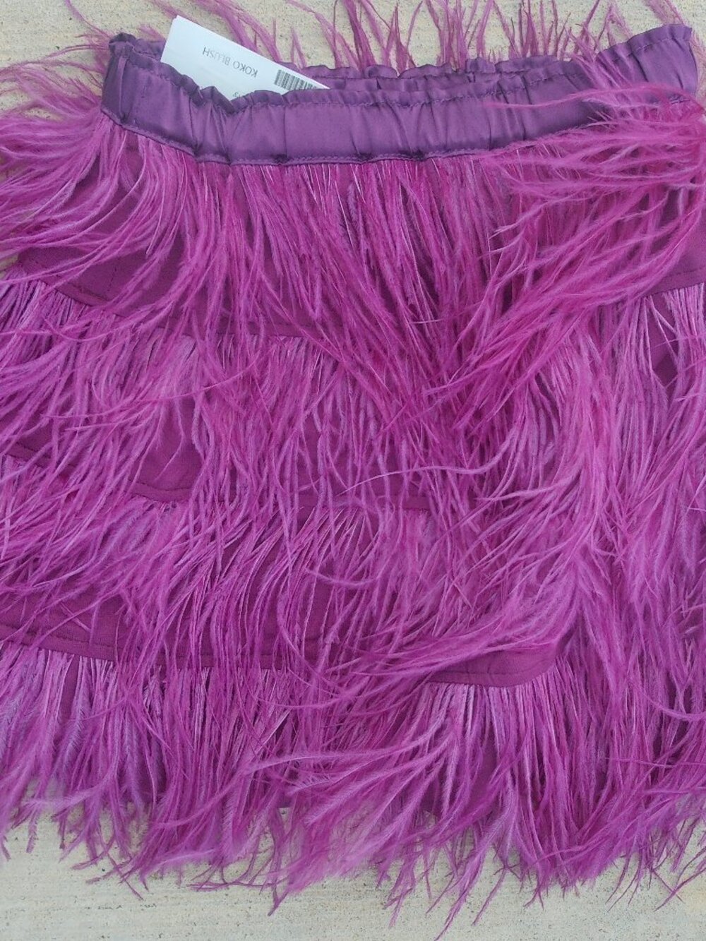 Fuchsia Luxury Feathered mini skirt